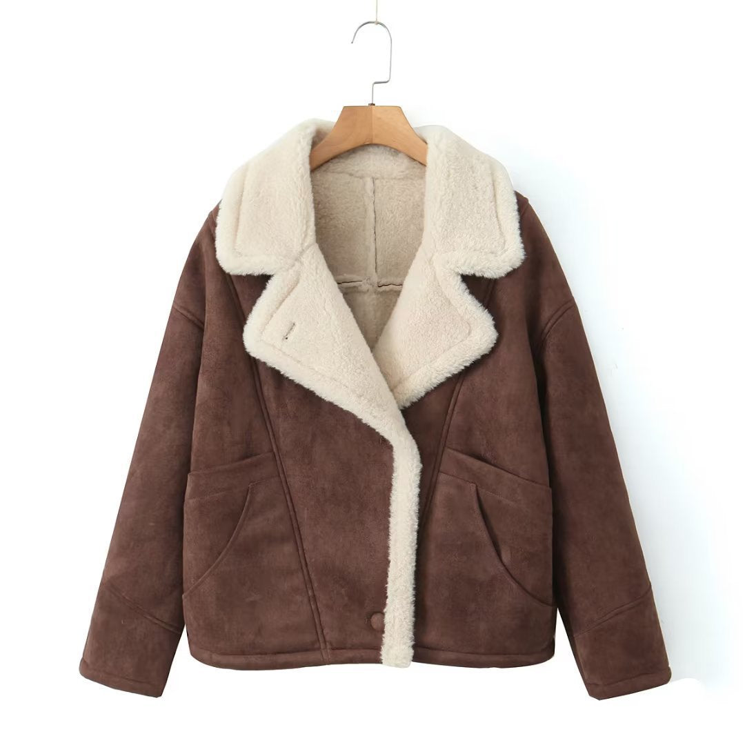 Ladies sheepskin cozy jacket with fine collar Lune London