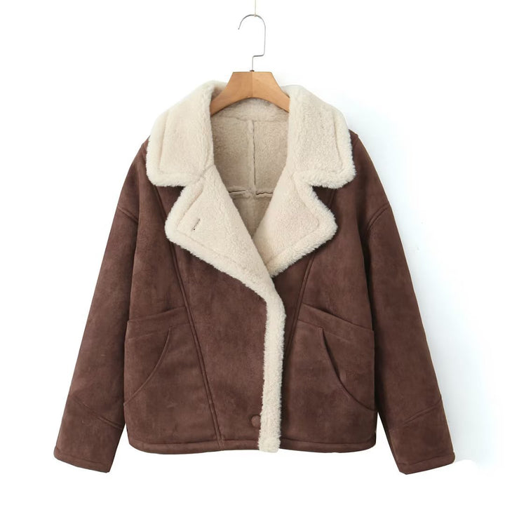 Ladies sheepskin cozy jacket with fine collar Lune London