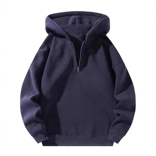 Women Fleece Hooded Pullover with Short Zip Opening Lune London