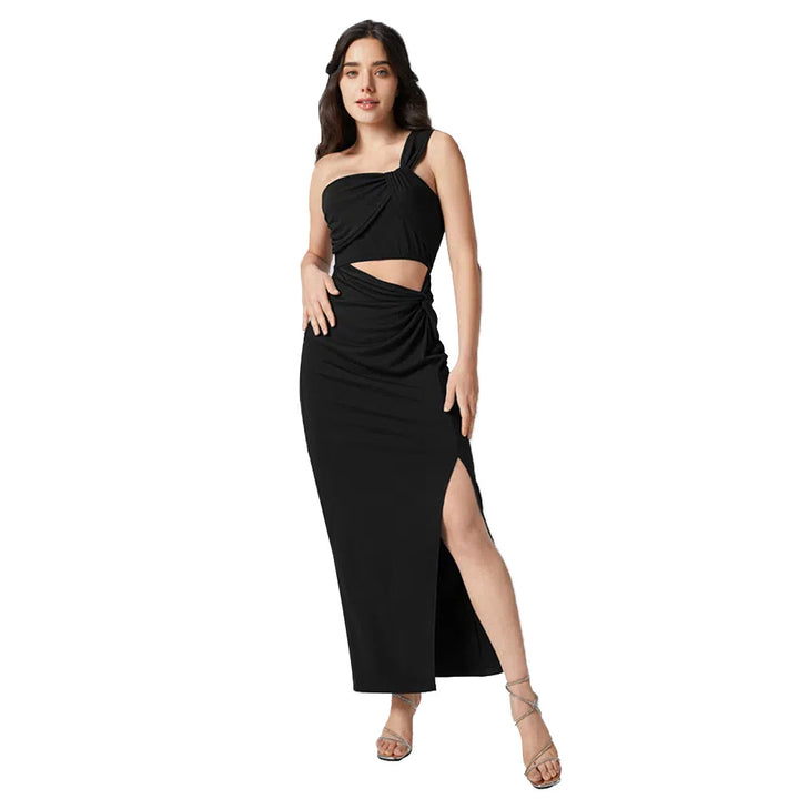 Robe enveloppante élégante pour femme avec détails découpés asymétriques et silhouette près du corps Chic & Stil