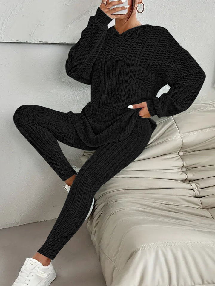Women's legging set with textured long sleeve top and comfortable fit Lune London