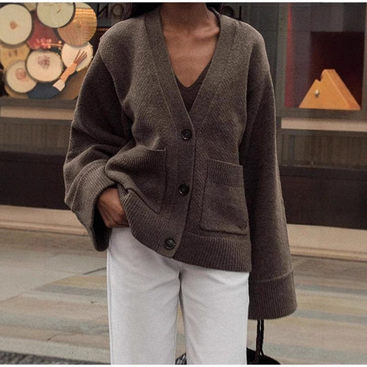 Knit jacket for women with voluminous sleeves and practical pockets Lune London