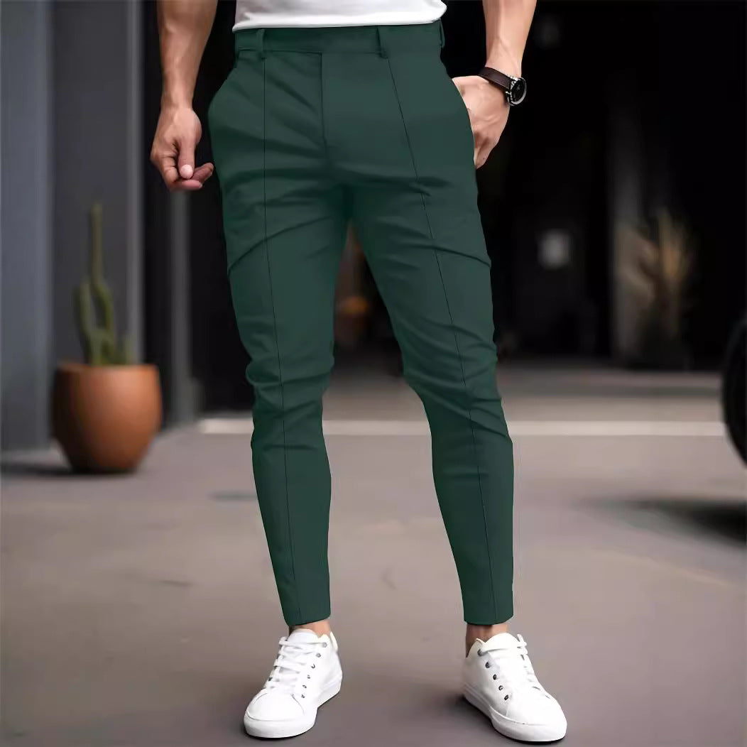 Pantalon chino slim-fit à la mode pour hommes avec taille élastique et poches polyvalentes Lune London