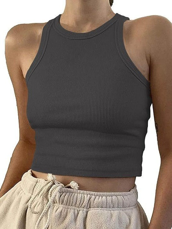 Women's sporty crop top with elastic rib design Lune London