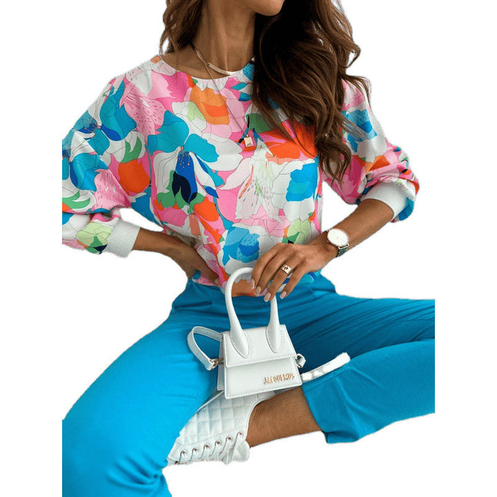 Chic and Stylish Floral Printed Leisure Sweatshirt for Women