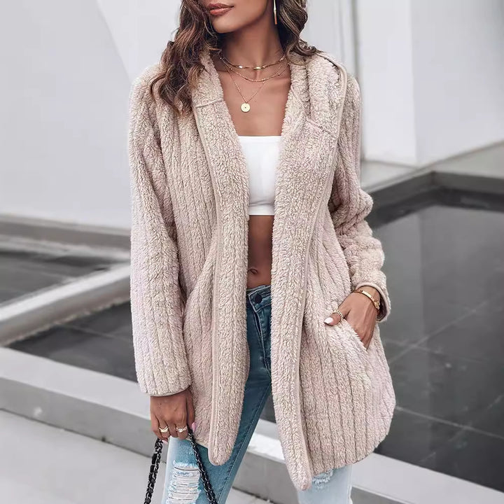 Ladies Comfortable Fleece Jacket with Structured Details Lune London