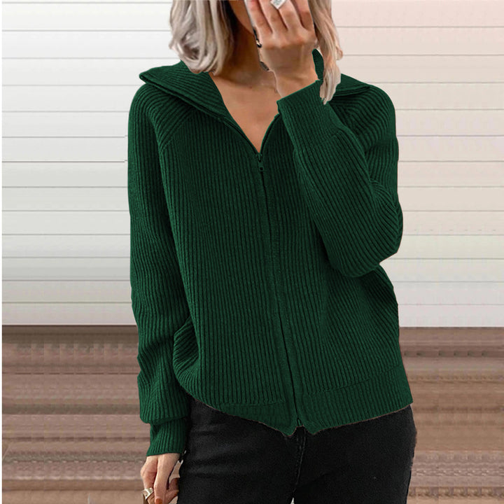 Knitted jacket for women with zipper and hood Lune London
