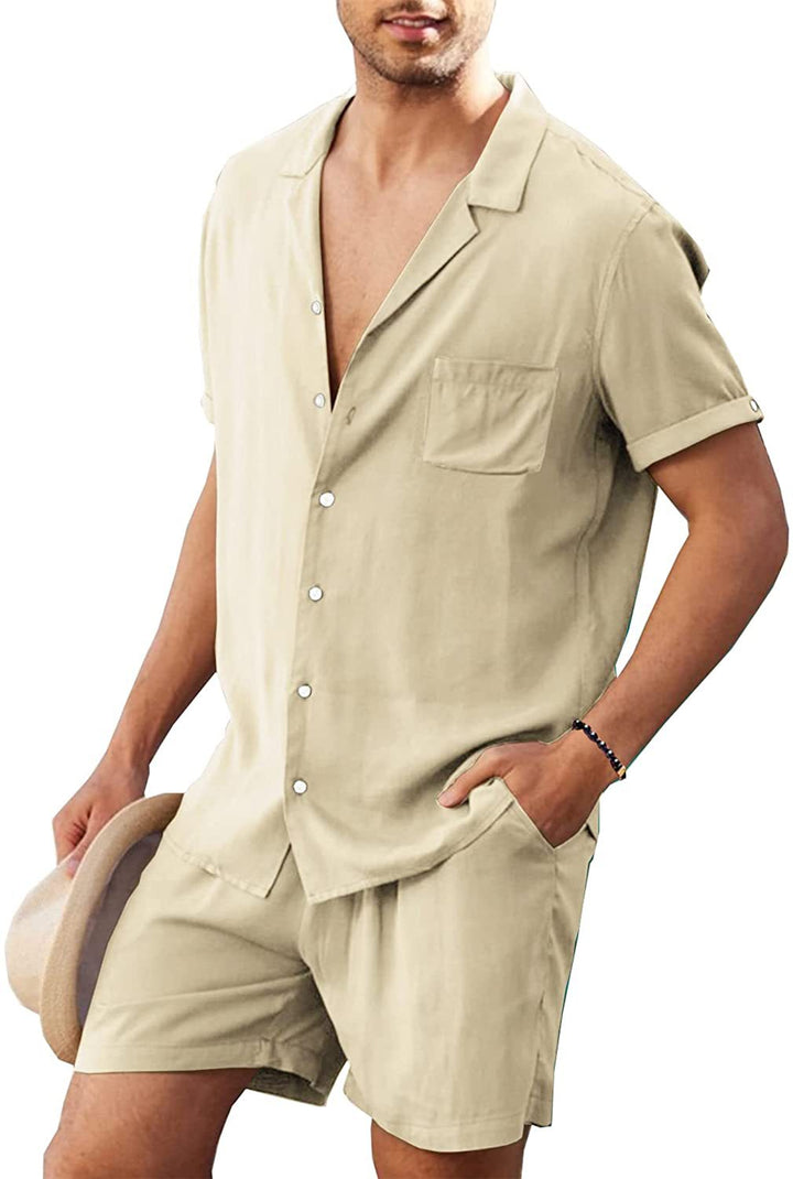 Men Casual Short Sleeve Shirt and Chic Shorts