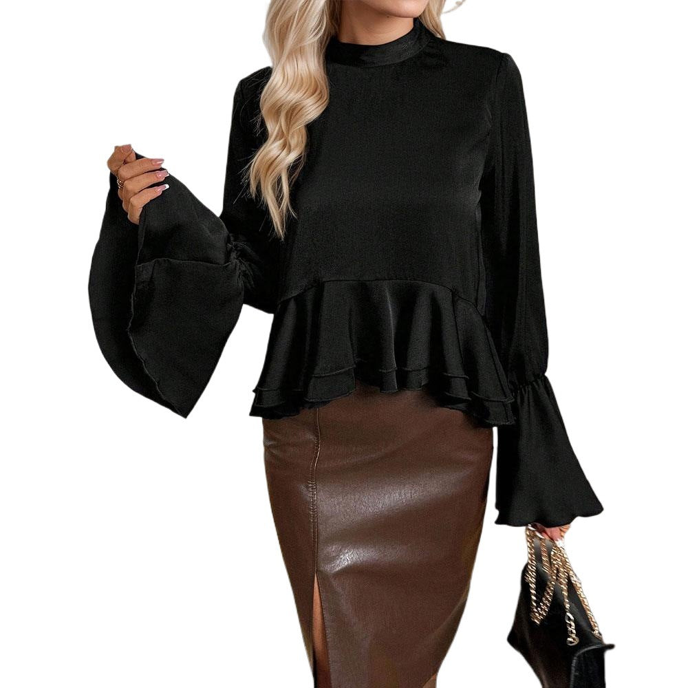 Haut pour femmes avec des manches larges et évasées et un volant sophistiqué Chic & Stil