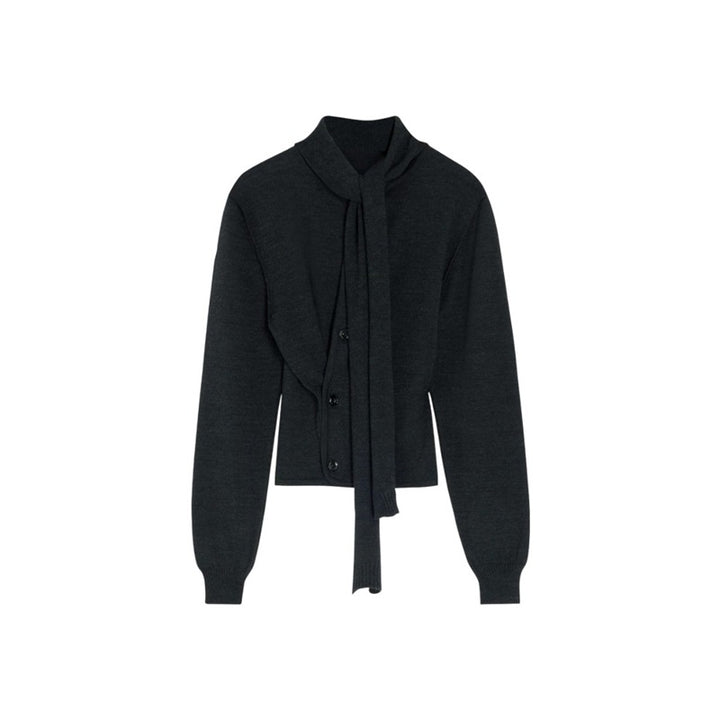 Ladies Elegant Knitted Sweater with High Neck and Removable Flap Lune London