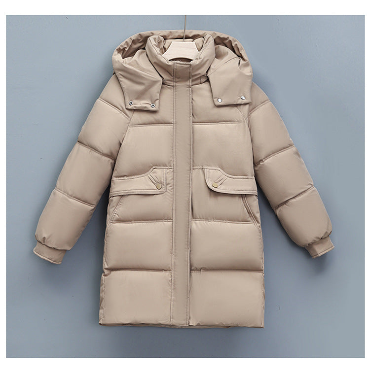 Ladies Long Winter Coat with Removable Hood and Practical Pockets Lune London