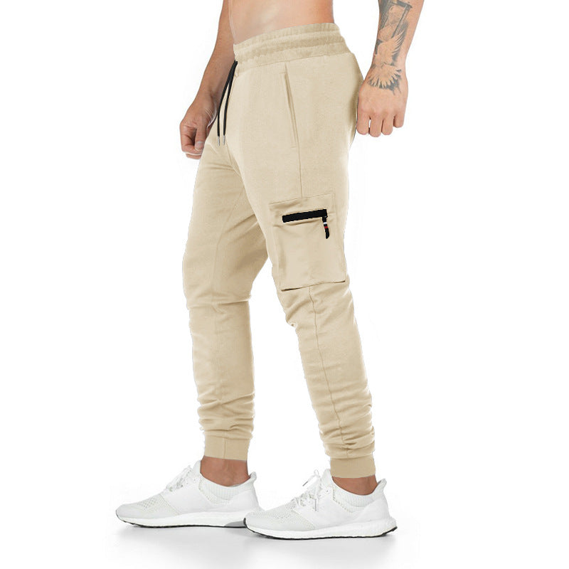 Sporty cargo pants for men with zippered side pockets and elastic waistband Lune London