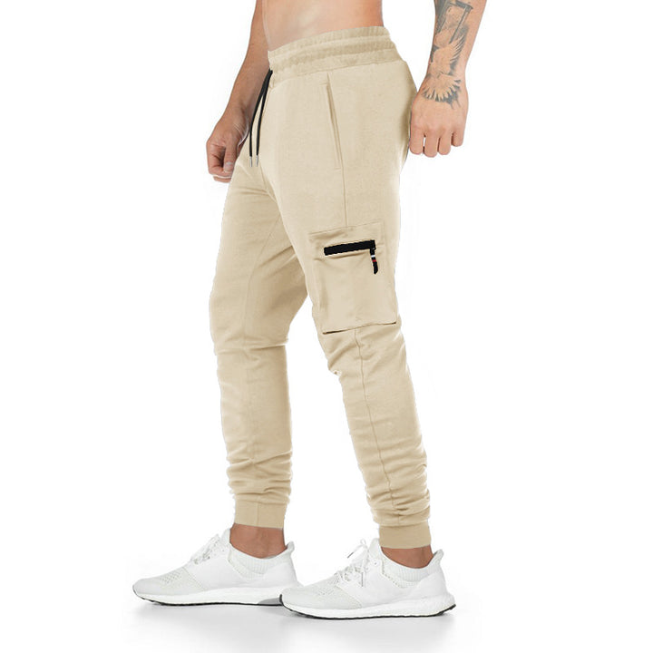 Sporty cargo pants for men with zippered side pockets and elastic waistband Lune London