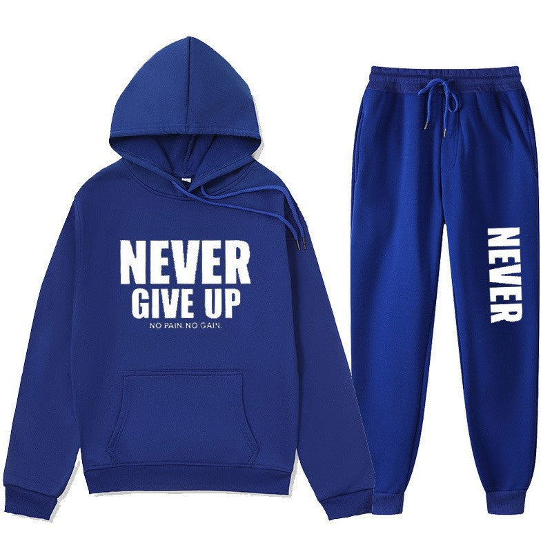 Women's training pullover and jogging pants in motif set with motivating print Chic & Stil