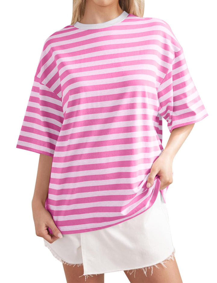 Casual oversized T-shirt for women with wide stripes Lune London