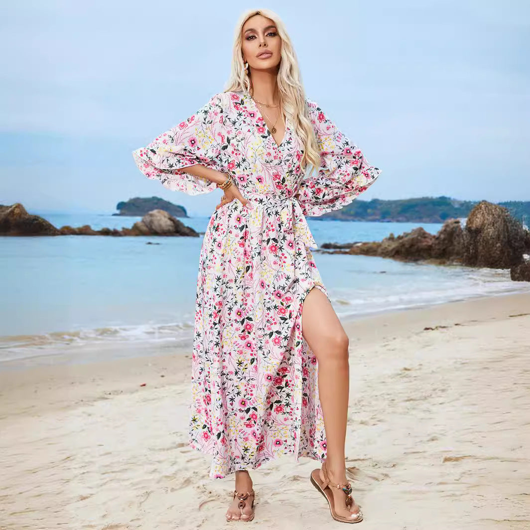 Ladies Elegant Floral Maxi Dress Lune London