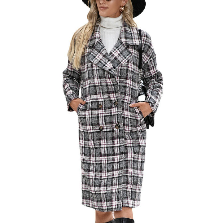 Oversized checked coat for women with elegant double-breasted design Lune London