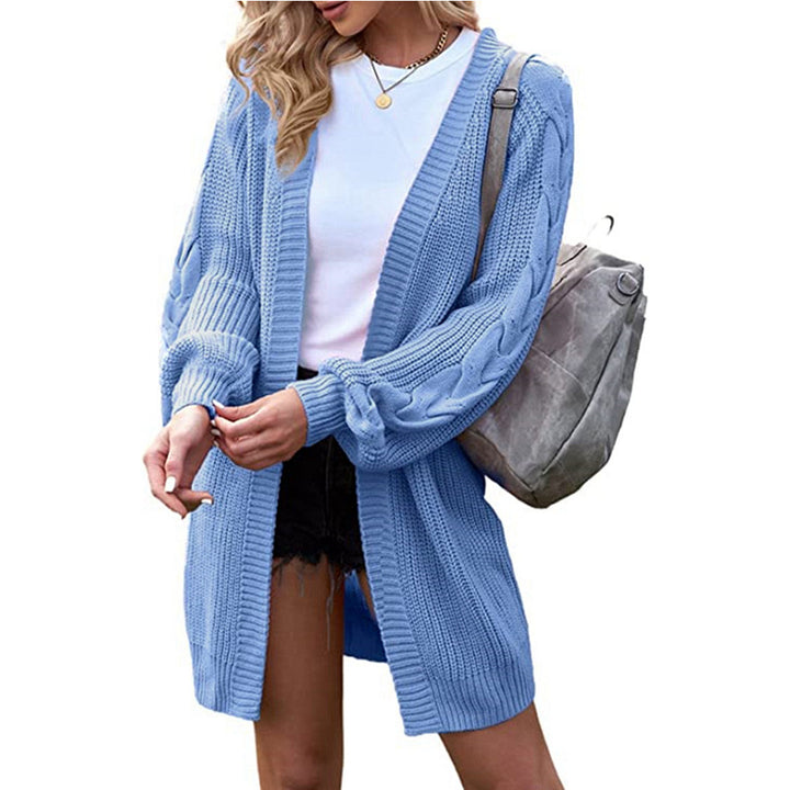 Ladies Large knit cardigan with cable pattern and oversized sleeves Lune London