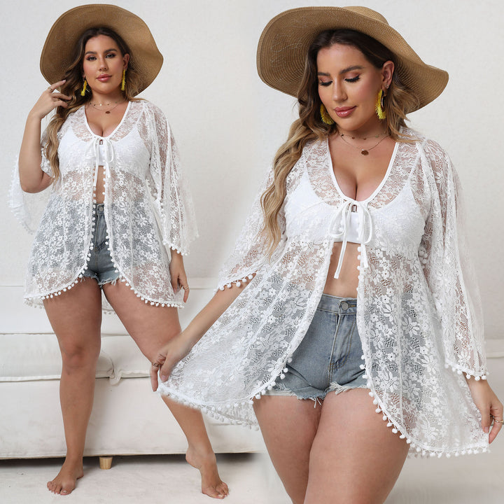 Ladies Floral Lace Beach Kimono Lune London