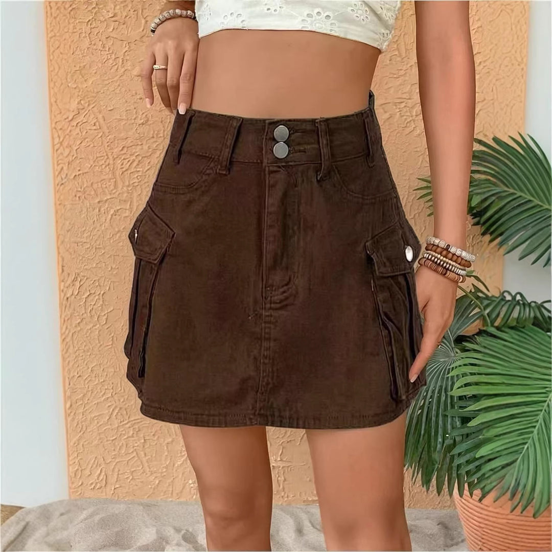 Women's denim mini skirt with patch pockets and modern details Lune London
