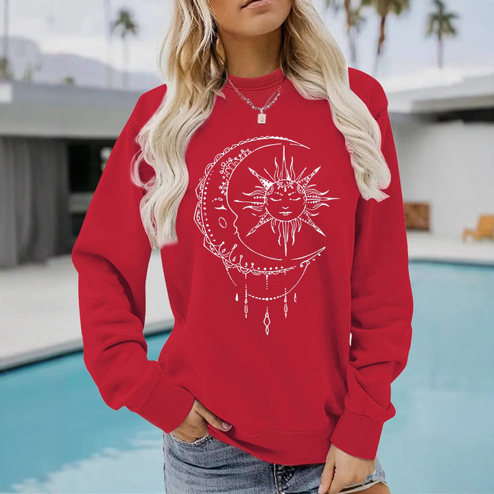 Sweatshirt pour femmes avec un design artistique de soleil et de lune Chic & Stil