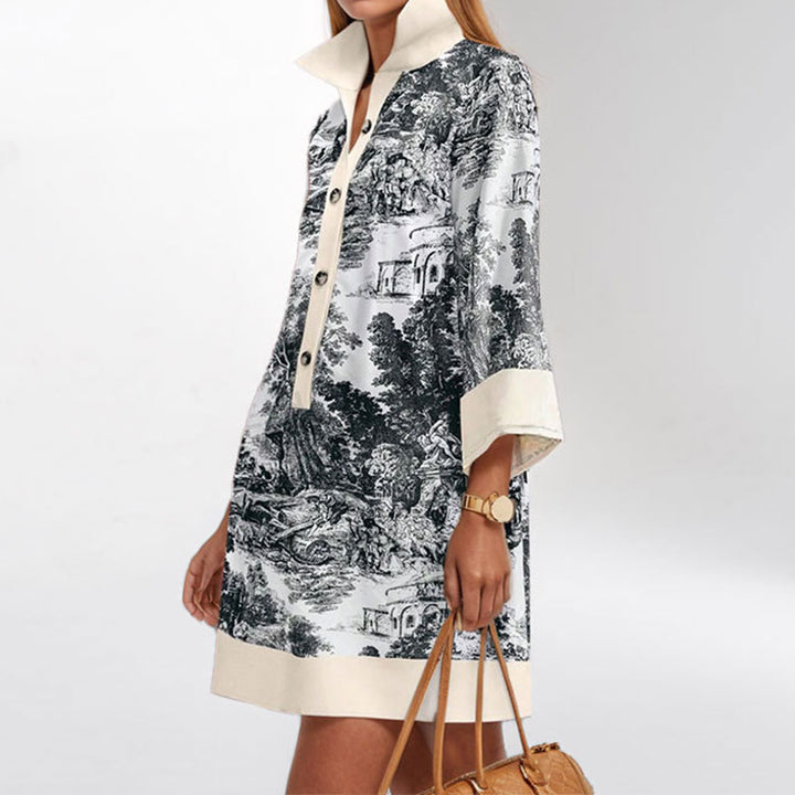 Robe chemise tendance pour femmes avec imprimé foulard et détails de boutons élégants Chic & Stil
