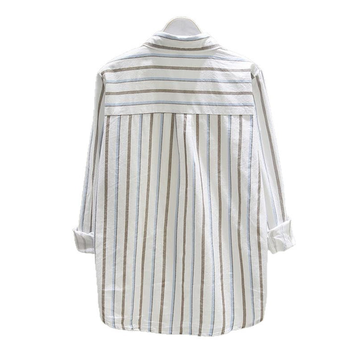 Blouse décontractée pour femmes à manches longues avec motif fin à rayures Chic & Stil