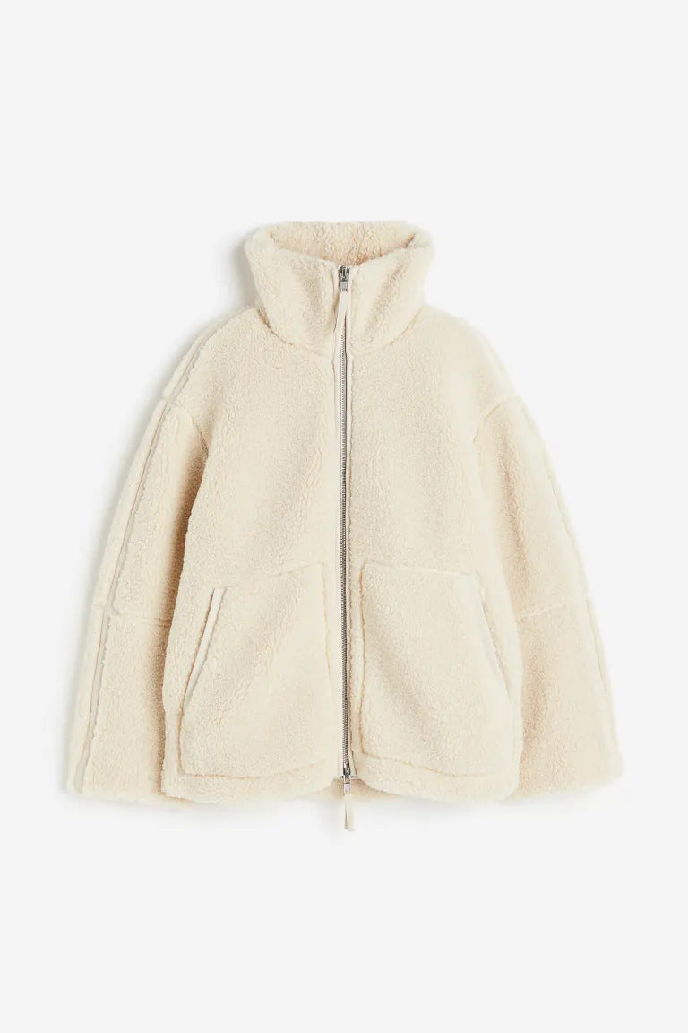 Fleece jacket for women with high collar and practical pockets Lune London