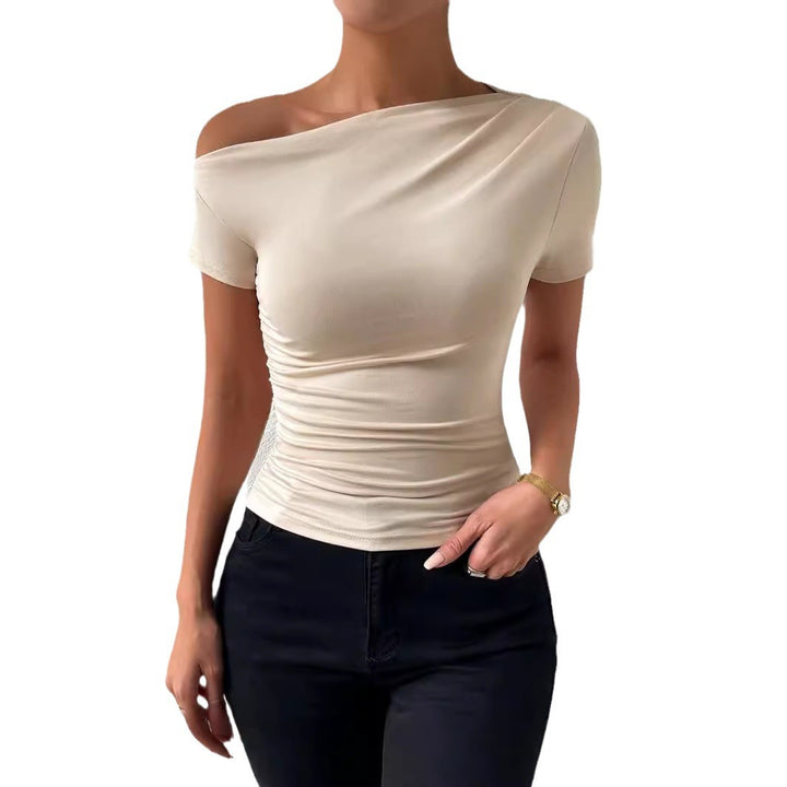 Women elegant t-shirt with refined gathering elements Lune London