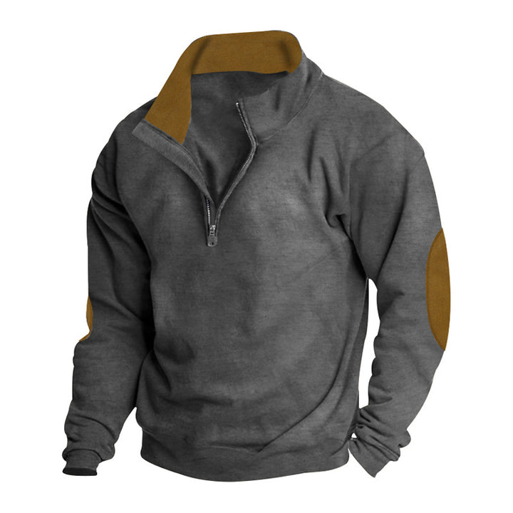 Men's fleece sweatshirt with high collar and stylish contrasting sleeves Lune London
