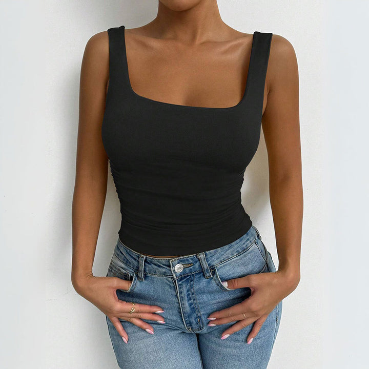 Top ajusté pour femmes avec décolleté carré et détails froncés Chic & Stil