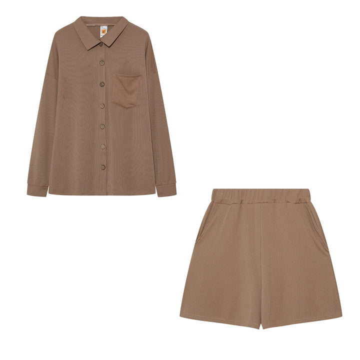 Lune London women's casual shirt and shorts set with chest pocket