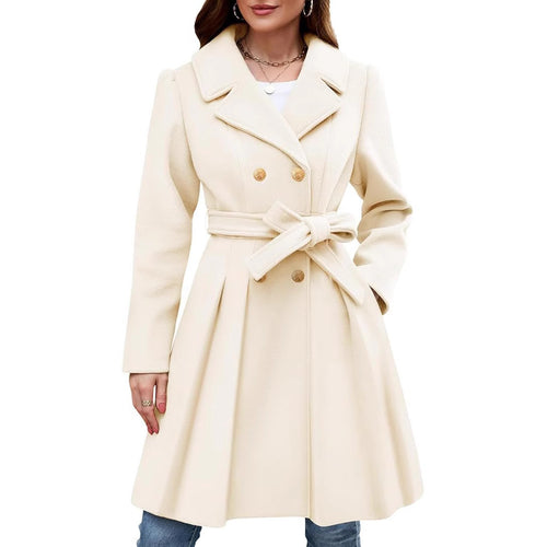 Wrap coat for women in classic style with double-breasted buttons and belt Lune London