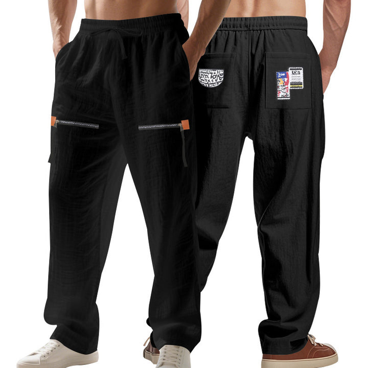 Lightweight cargo pants for men with elastic waistband and practical zip pockets Lune London