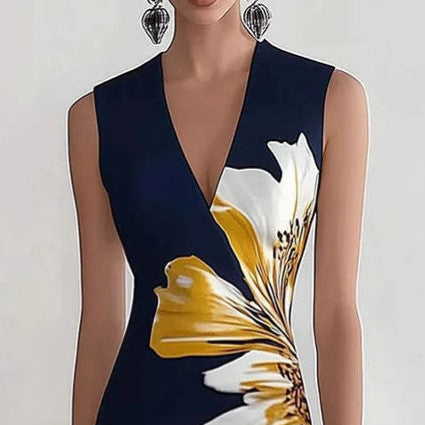 Ladies Elegant Floral Print Midi Dress Lune London