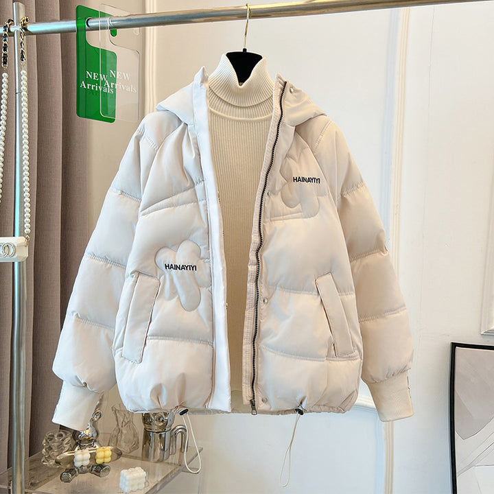 Trendy short down jacket for women with hood and practical pockets Lune London
