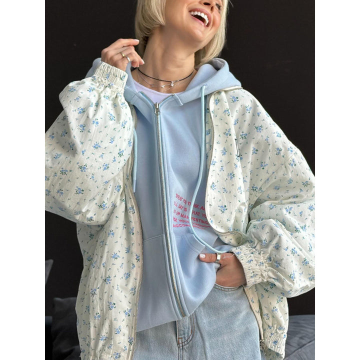 Ladies casual oversized jacket with floral pattern Lune London