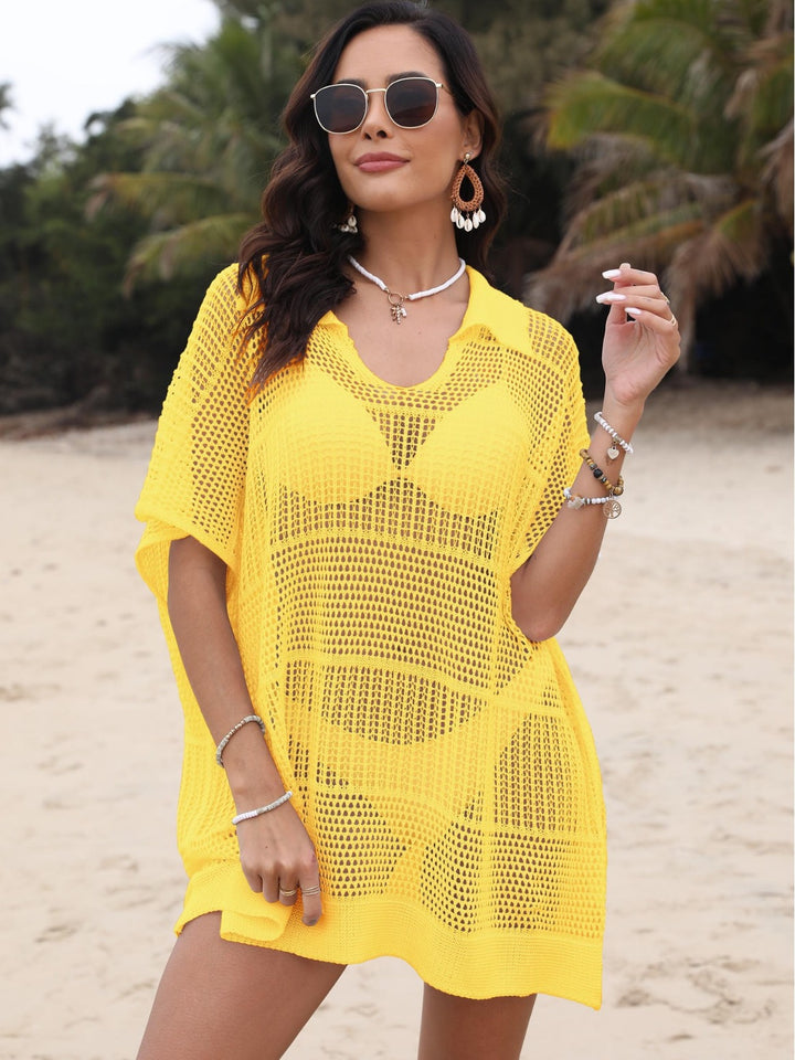 Ladies Lightweight Crochet Swimsuit Cover Top Tunic Lune London