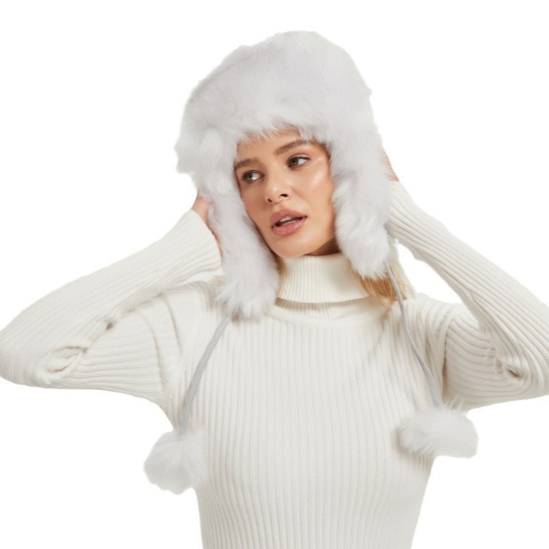 Ladies Fur Winter Hat with Animal Ears and Voluminous Design Lune London