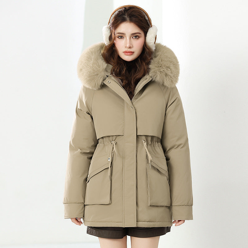 Ladies trendy winter jacket with removable hood and high-quality faux fur Lune London