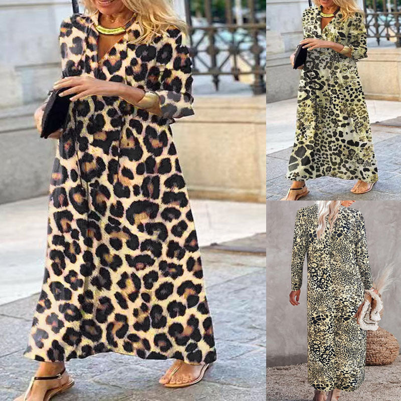 Ladies Chic Leopard Print Maxi Dress Lune London