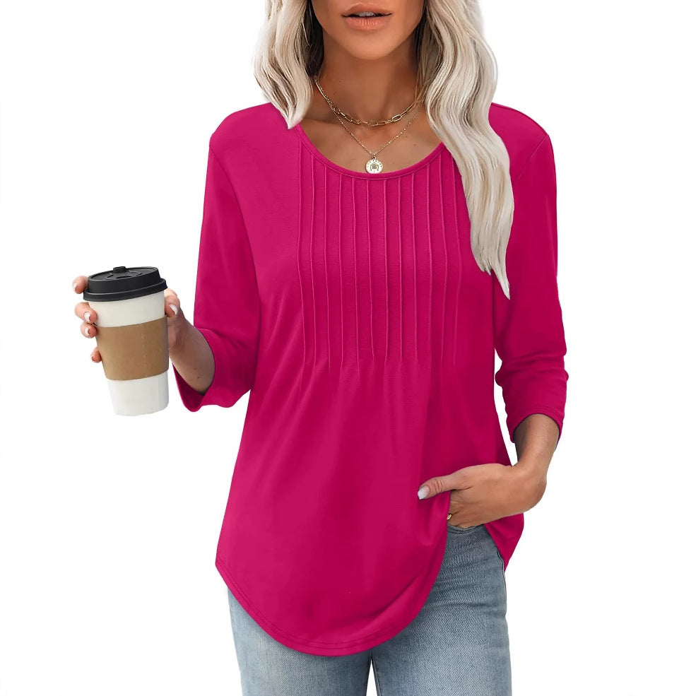 Ladies elegant long sleeve shirt with gathers Lune London