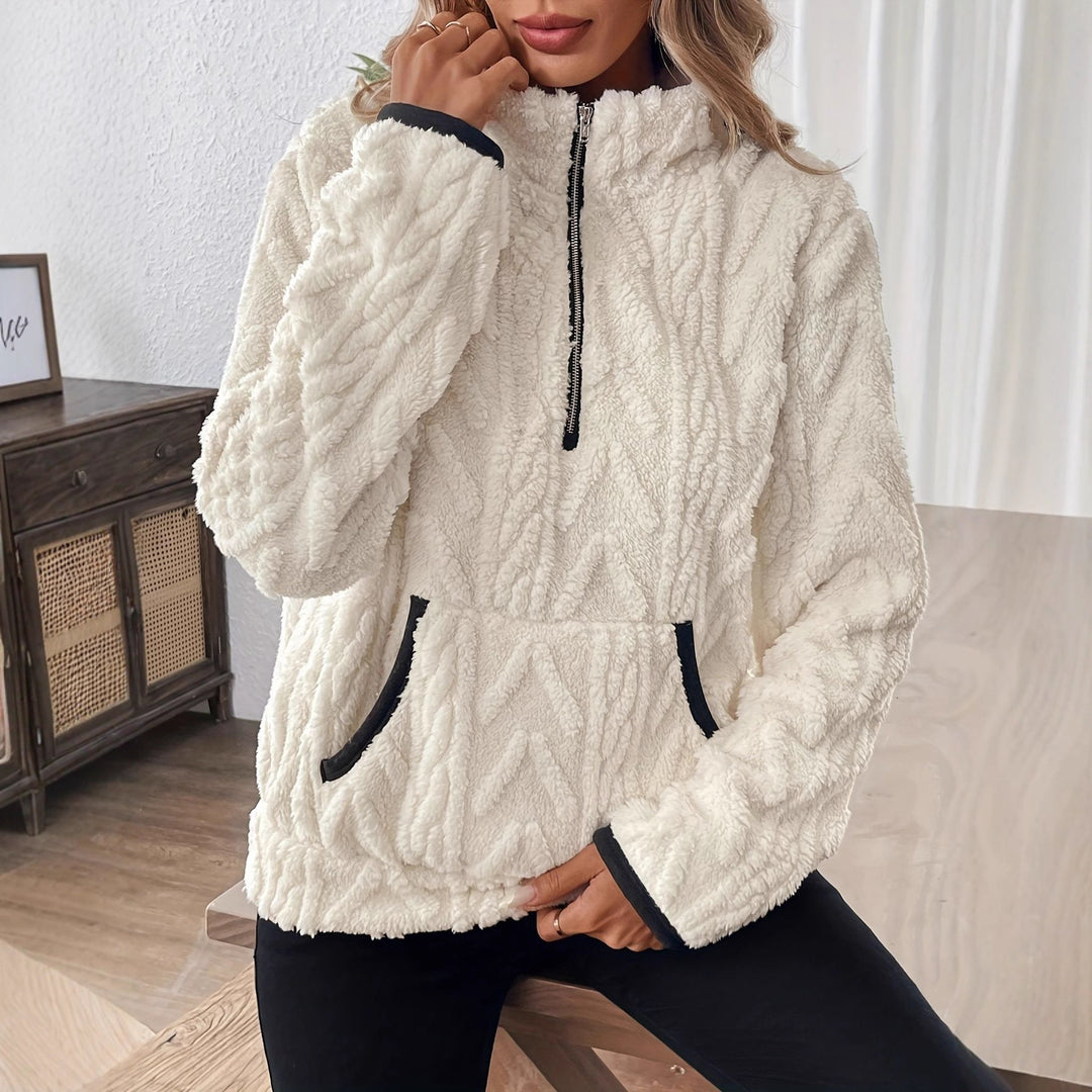 Cozy tracksuit jacket for women with high collar and practical zip Lune London