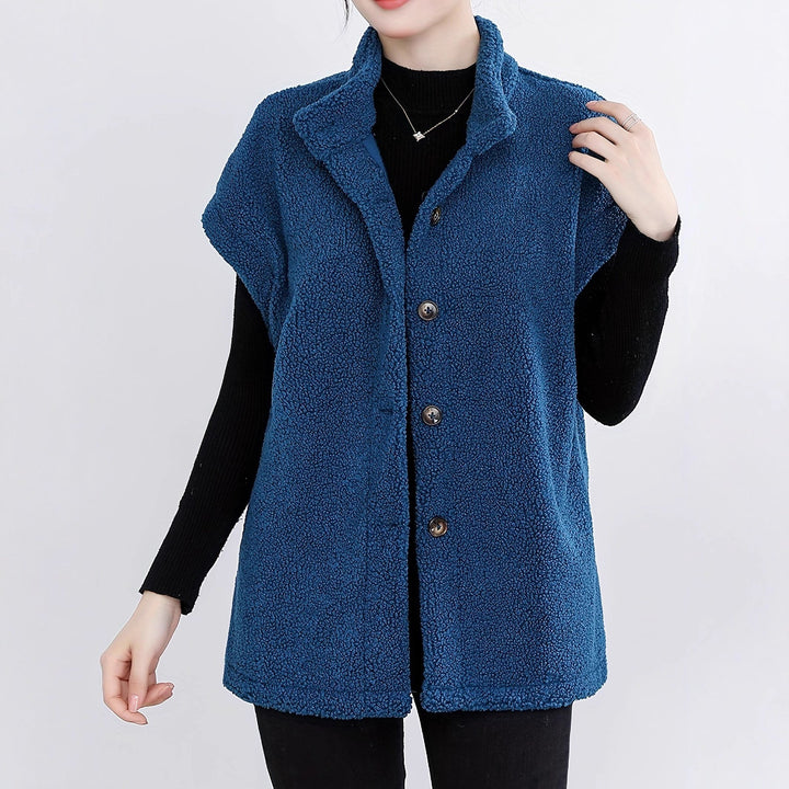 Ladies Cozy Cardigan with Buttons and Chic High Collar