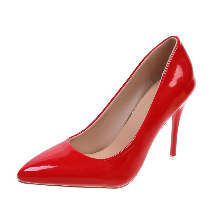 Women High-Heeled Pumps with Shiny Patent Finish and Elegant Silhouette Lune London