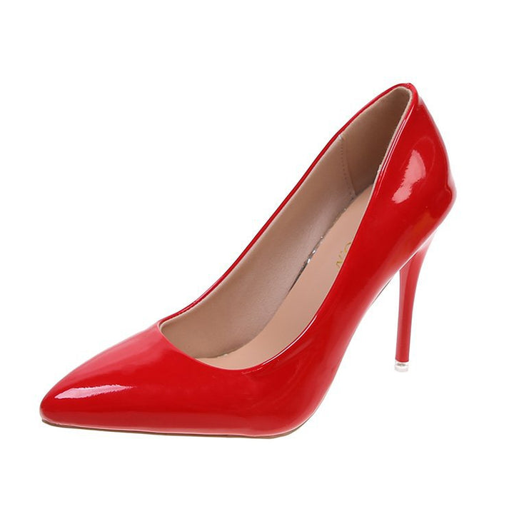 Women High-Heeled Pumps with Shiny Patent Finish and Elegant Silhouette Lune London