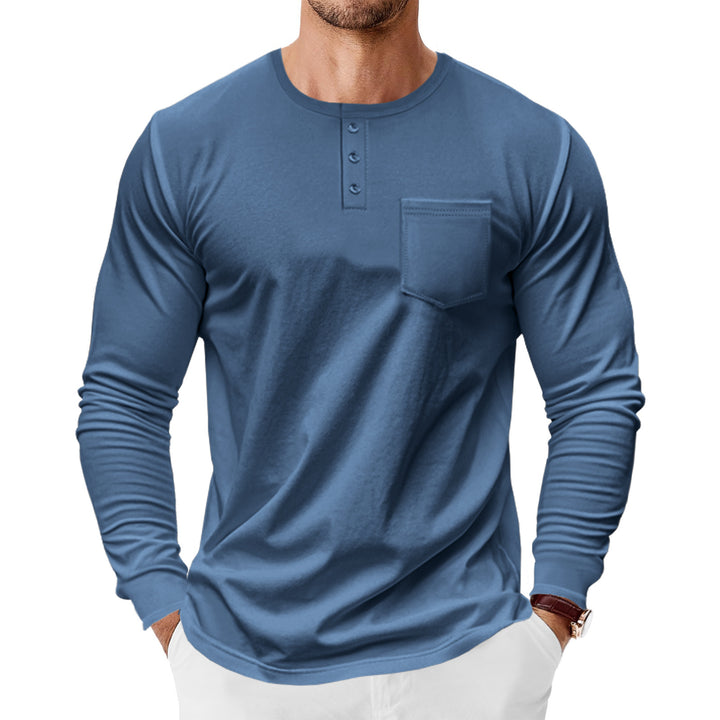 Men's long sleeve Henley shirt with trendy cut and practical chest pocket Lune London
