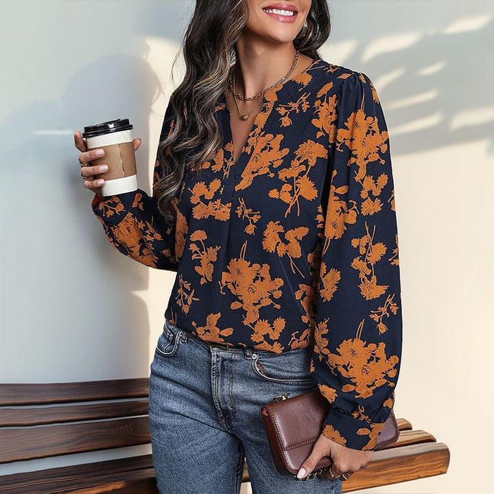 Shirt for women with floral pattern and elegant puff sleeves Lune London