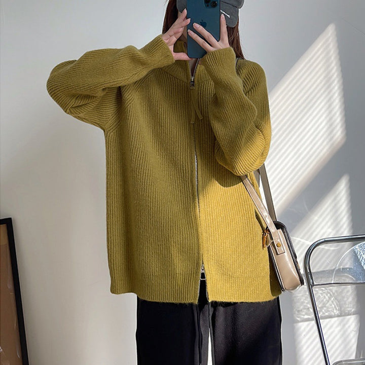 Cardigan pour femme avec col montant et fermeture éclair Chic & Stil