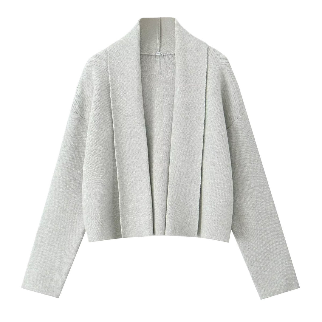 Casual knit jacket for women with an open design and a V neck Lune London